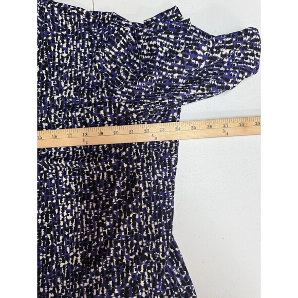 Susan Graver XL Top Blue Black Brushed Liquid Knit Mock Turtleneck Long Sleeve - Picture 5 of 9